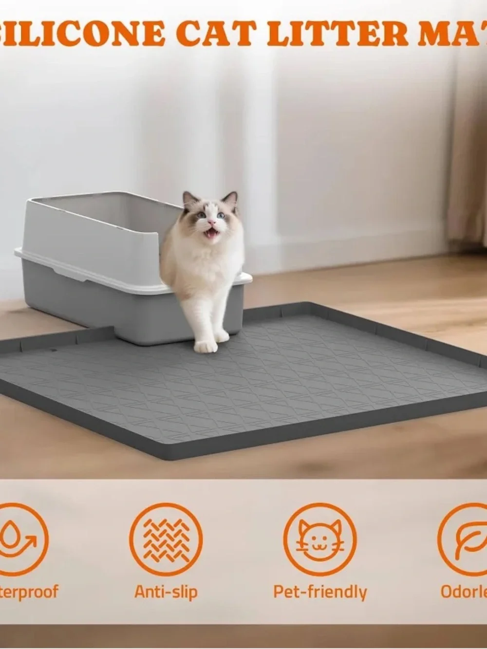 ‼️🔥Powtners Cat Litter Mat - Brown Waterproof Silicone 2 set‼️
